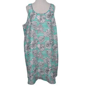 Crown & Ivy Floral Dress Womens Size XXL Green Montauk Signature Weekend Shift